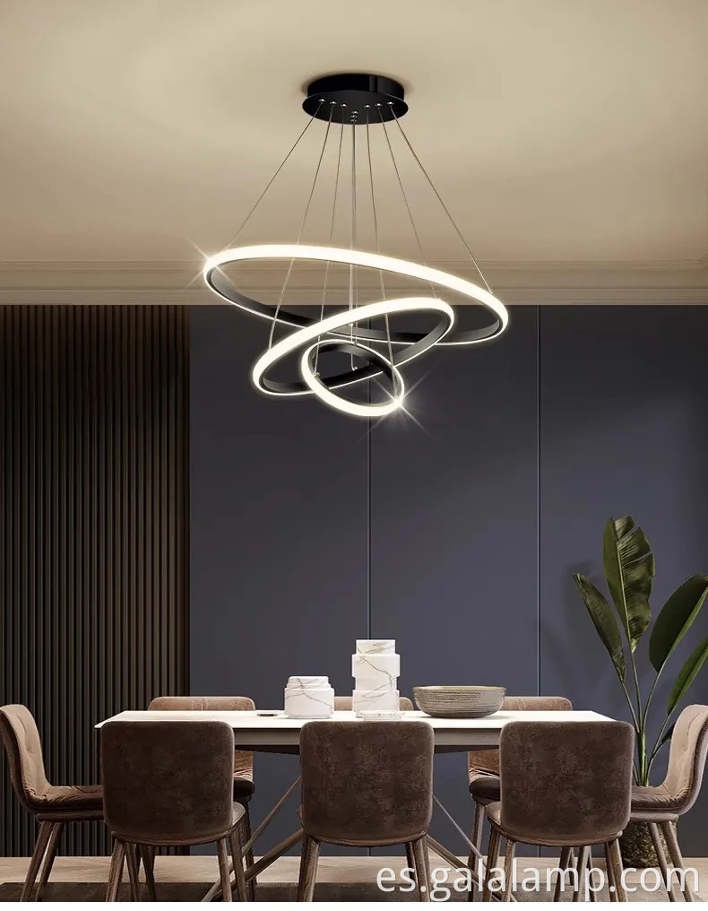 Luz colgante de anillo de círculo decorativo de lujo para sala de estar moderna